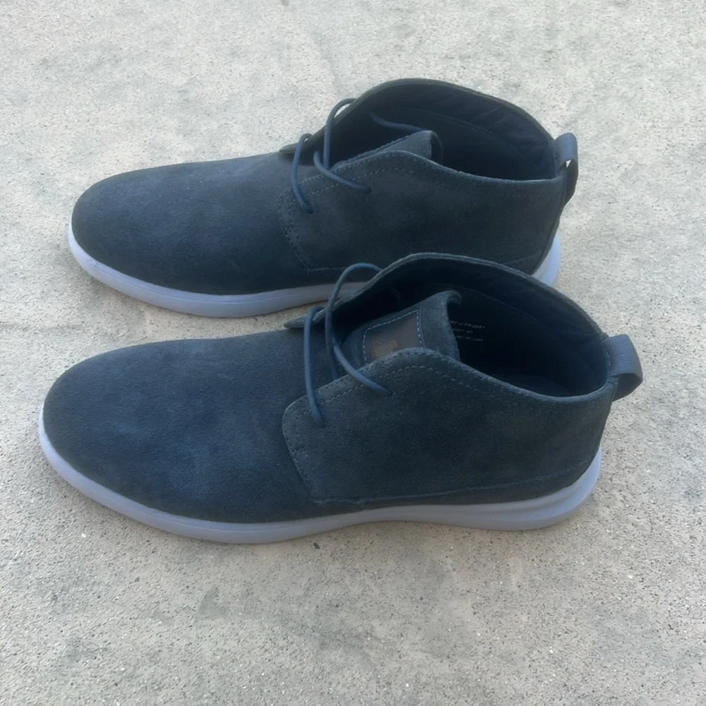 Johnnie - O Men's Chill Cukka Boots Dark Grey Leather Shoes Size 9